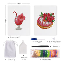 Afbeelding in Gallery-weergave laden, Mini Diamond Painting 15x20cm (2 stuks) - Milkshake en Taart