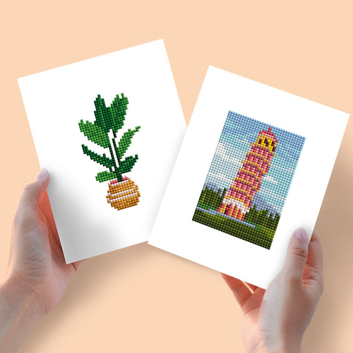 Mini Diamond Painting 15x20cm (2 stuks) - Natuur en Architectuur