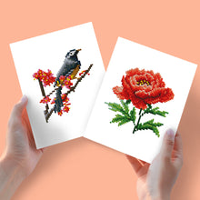 Afbeelding in Gallery-weergave laden, Mini Diamond Painting 15x20cm (2 stuks) - Vogel en Roos