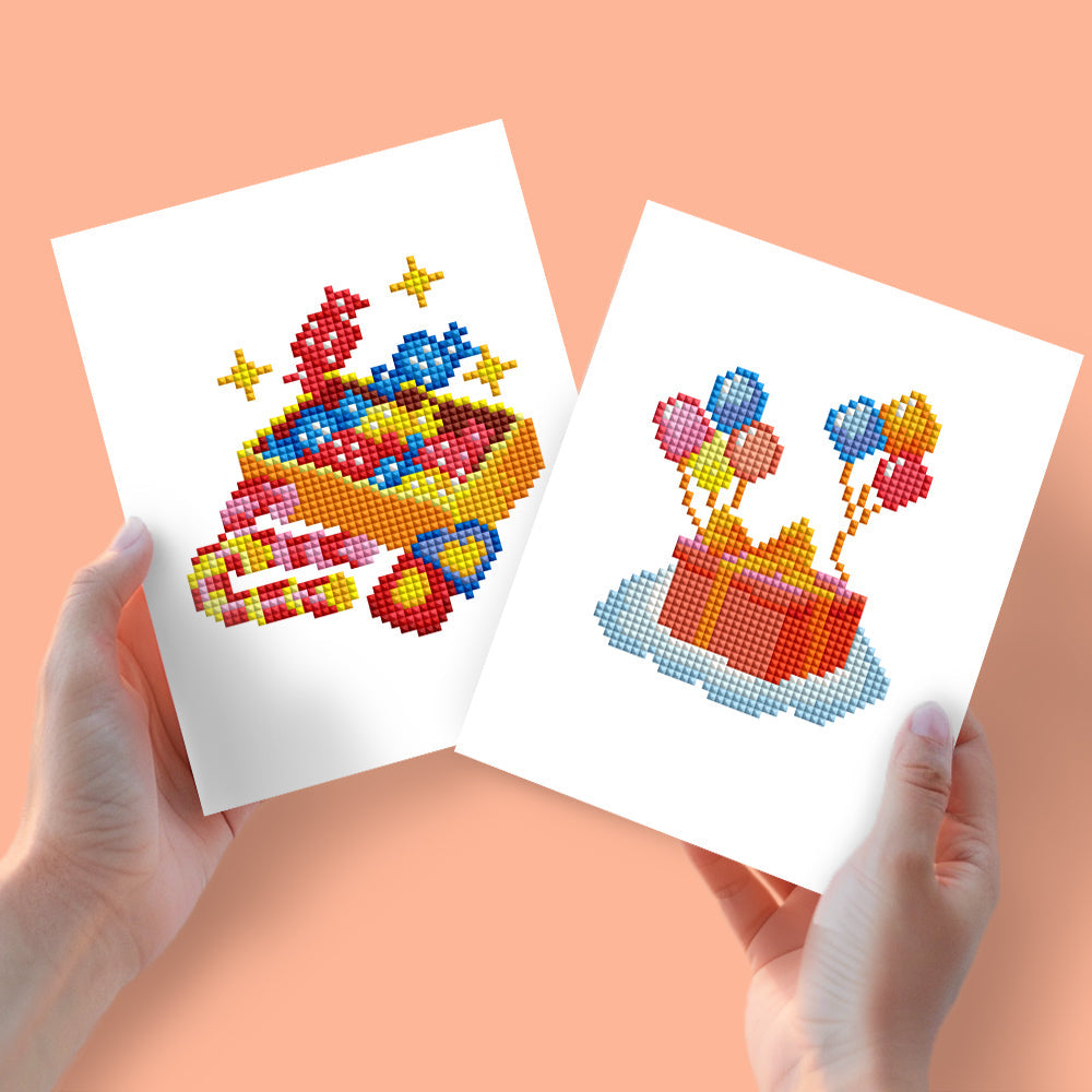 Mini Diamond Painting 15x20cm (2 stuks) - Dozen en Ballonnen