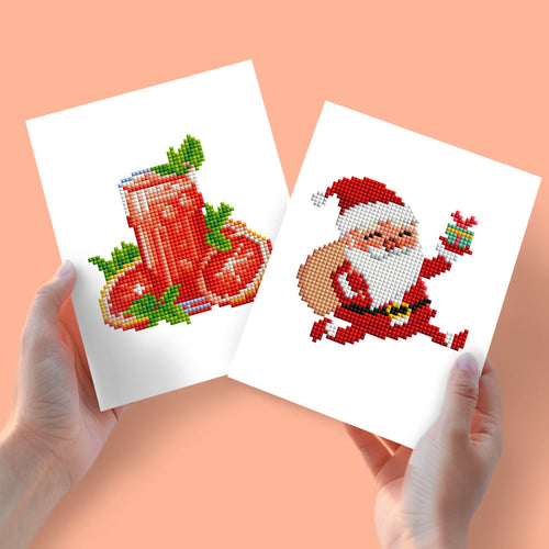 Mini Diamond Painting 15x20cm (2 stuks) - Tomatensap en Kerstman