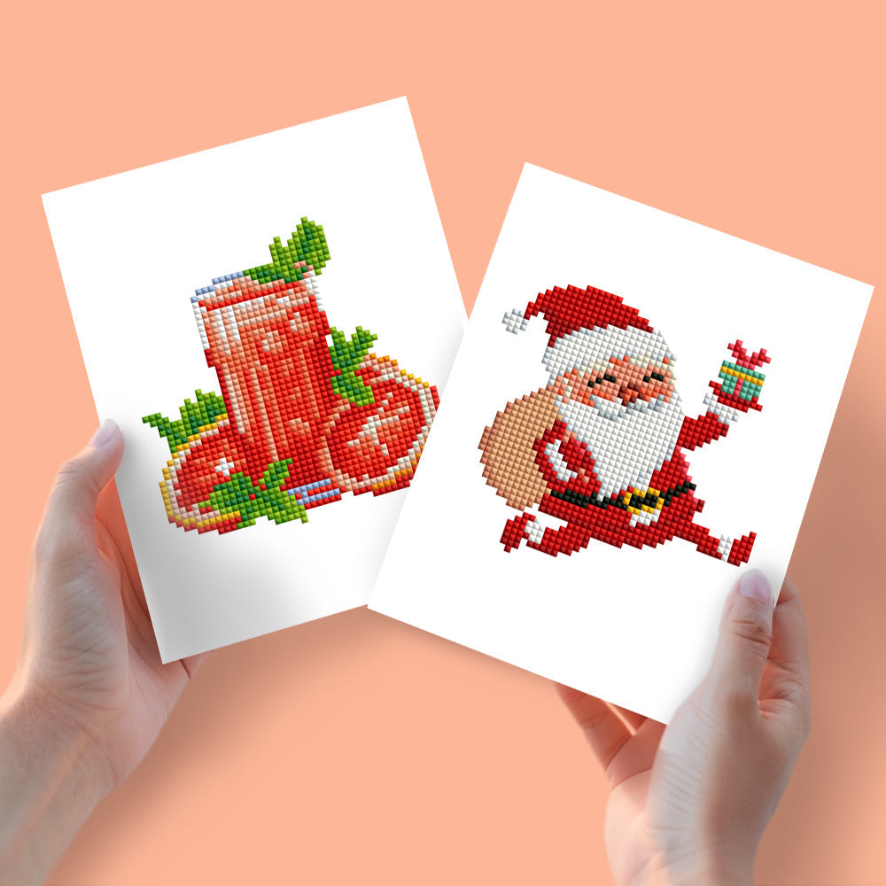 Mini Diamond Painting 15x20cm (2 stuks) - Tomatensap en Kerstman