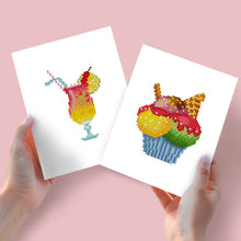 Afbeelding in Gallery-weergave laden, Mini Diamond Painting 15x20cm (2 stuks) - Cocktail en Cupcake