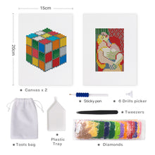 Afbeelding in Gallery-weergave laden, Mini Diamond Painting 15x20cm (2 stuks) - Rubiks Kubus en Klassieke Schilderij