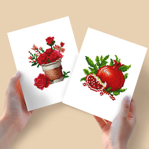 Mini Diamond Painting 15x20cm (2 stuks) - Koffie en Granaatappel