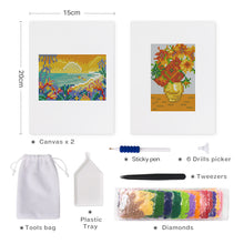 Afbeelding in Gallery-weergave laden, Mini Diamond Painting 15x20cm (2 stuks) - Zonsondergang en Bloemen