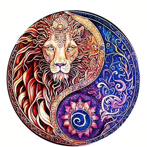 Houten Puzzel - Leeuw en Bloem