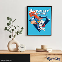 Afbeelding in Gallery-weergave laden, Schilderen op Nummer - Superman &amp; Krypto met skyline 1