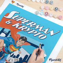 Afbeelding in Gallery-weergave laden, Schilderen op Nummer - Superman &amp; Krypto met skyline 1