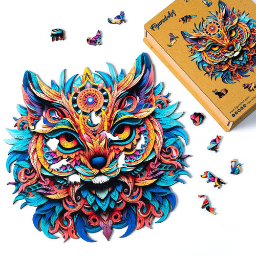 Houten Puzzel volwassenen - Kleurrijke Mandalakat