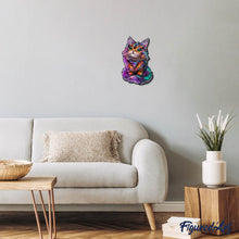 Afbeelding in Gallery-weergave laden, Houten Puzzel volwassenen - Kleurrijke Kat met Edelsteen