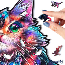 Afbeelding in Gallery-weergave laden, Houten Puzzel volwassenen - Kleurrijke Kat met Edelsteen