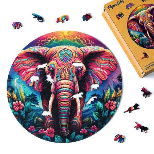 Houten Puzzel volwassenen - Tribal Olifant
