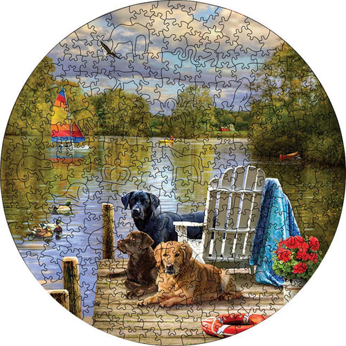 Houten Puzzel - Honden bij het Meer