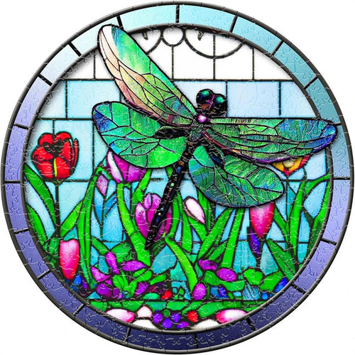 Houten Puzzel - Libelle Tussen de Bloemen