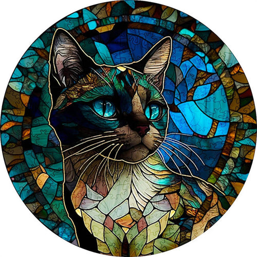 Houten Puzzel - Blauwogige Kat