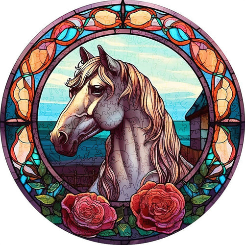 Houten Puzzel - Wit Paard