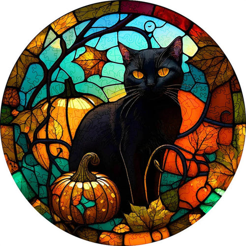 Houten Puzzel - Griezelige Kat