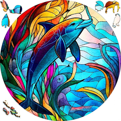 Houten Puzzel - Blauwe Dolfijn