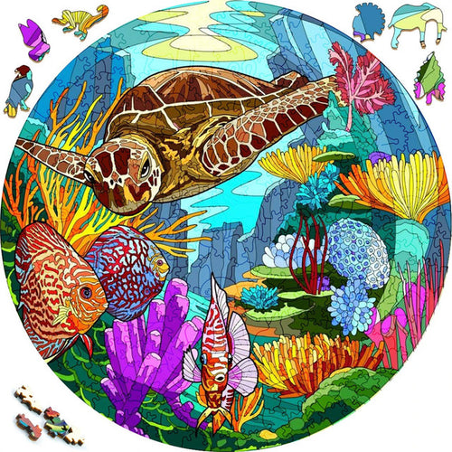 Houten Puzzel - Schilderachtige Schildpad