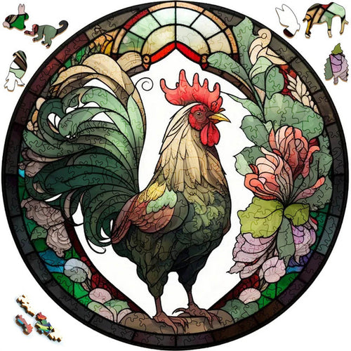 Houten Puzzel - Groene Haan