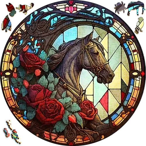Houten Puzzel - Paard en Rozen