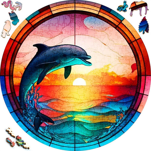 Houten Puzzel - Springende Dolfijn