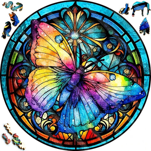 Houten Puzzel - Kleurrijke Vlinder