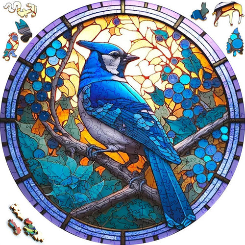 Houten Puzzel - Blauwe Gaai