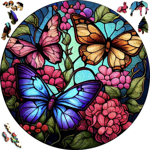 Houten Puzzel - Vlindertrio