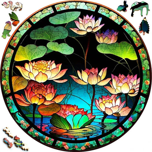 Houten Puzzel - Waterlelies