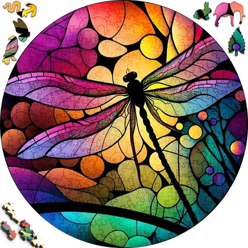 Houten Puzzel - Regenbooglibel