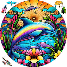 Afbeelding in Gallery-weergave laden, Houten Puzzel - Regenboogdolfijn