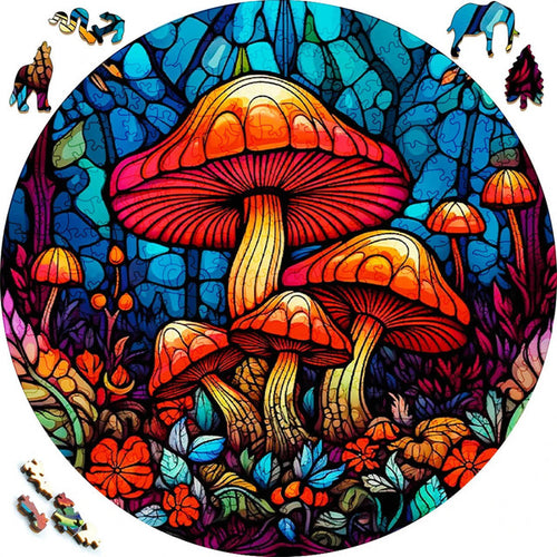 Houten Puzzel - Paddenstoelen