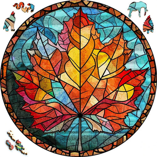 Houten Puzzel - Mozaïek Esdoornblad