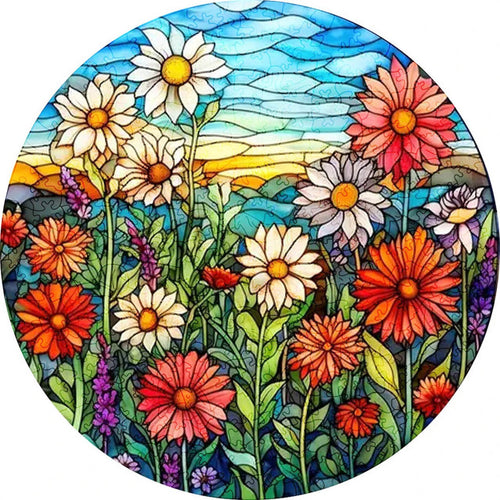 Houten Puzzel - Veld van Bloemen