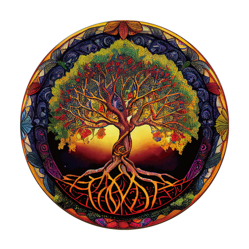 Houten Puzzel - Boom van Schemering