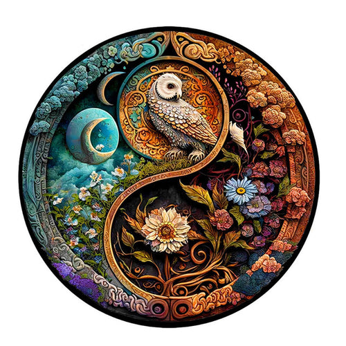 Houten Puzzel - Uil en Bloemen