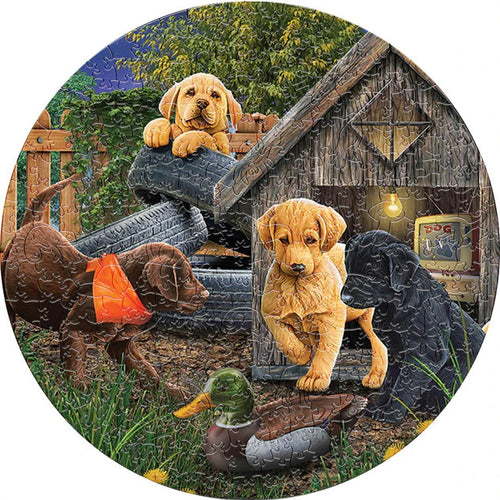Houten Puzzel - Honden bij de Schuur