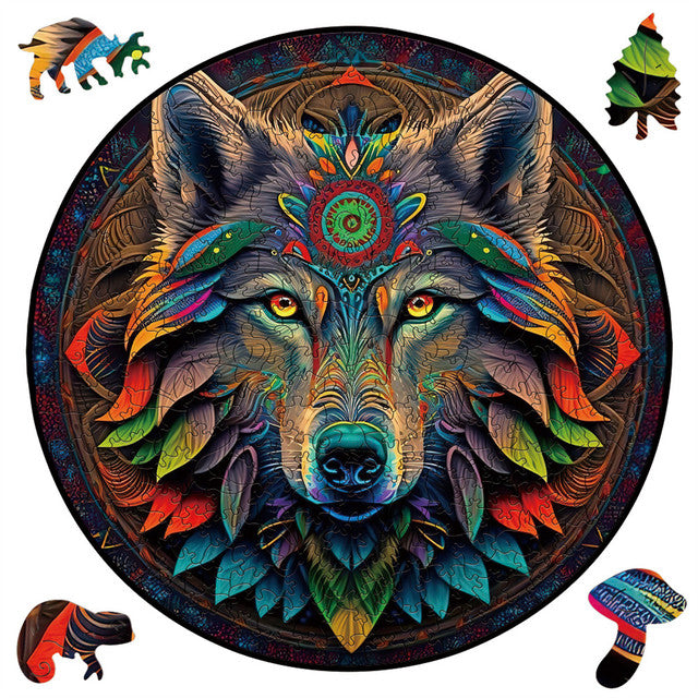 Houten Puzzel - Stammenwolf