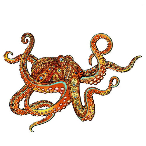 Houten Puzzel - Oranje Octopus