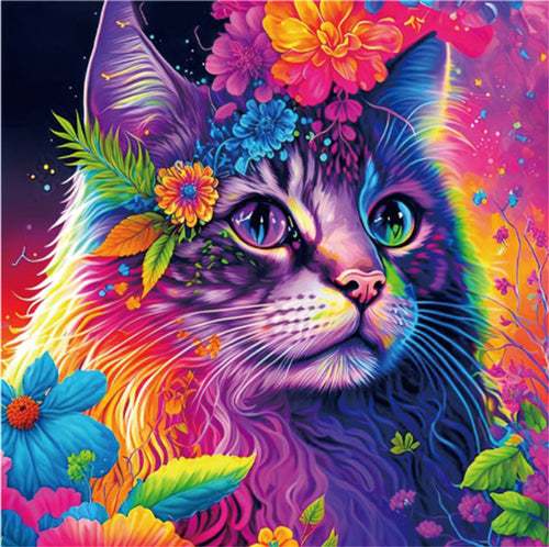 Houten Puzzel - Psychedelische Kat
