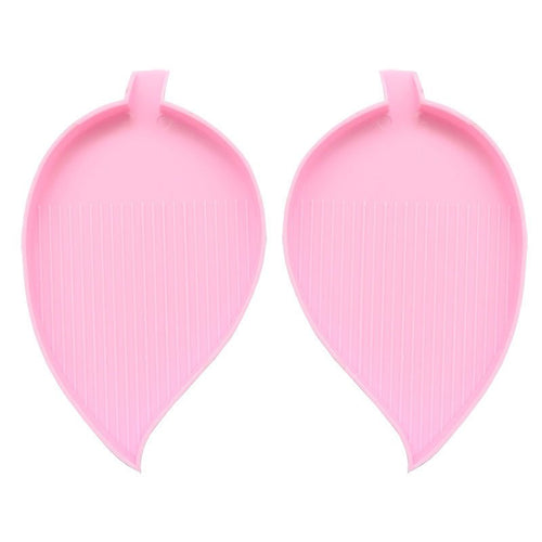 1 Paar Organisatorische Schalen Diamond Painting Roze Bladontwerp Accessoires