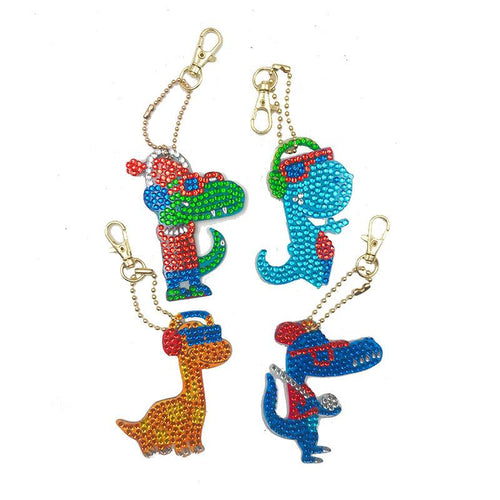 Diamond Painting Hanger Coole Dinosaurussen Set van 4 stuks