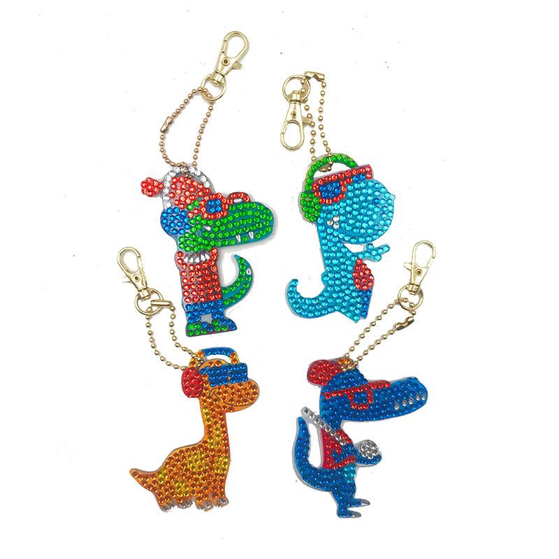 Diamond Painting Hanger Coole Dinosaurussen Set van 4 stuks