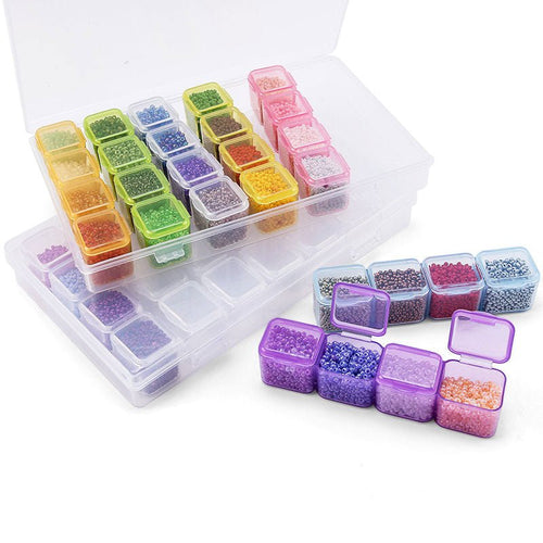 Opbergdoos L Diamond Painting met 28 Gekleurde Vakken Accessoires