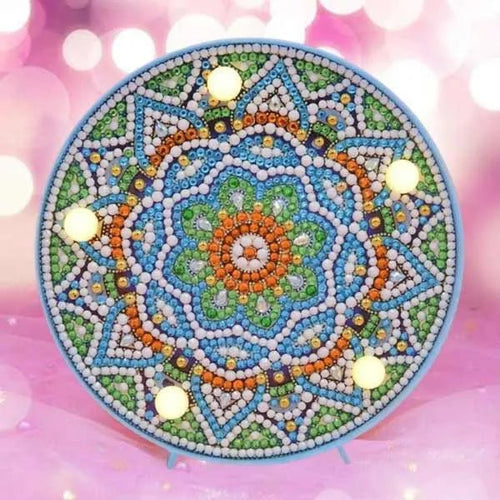 LED-licht Diamond Painting Mandala Blauw