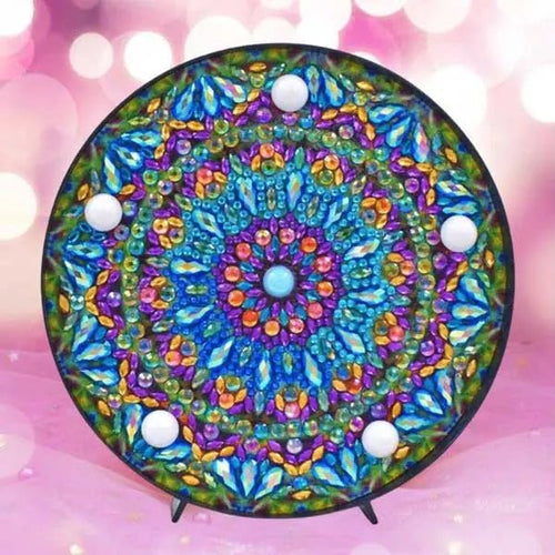 LED Lamp Diamond Painting Mandala Blauw