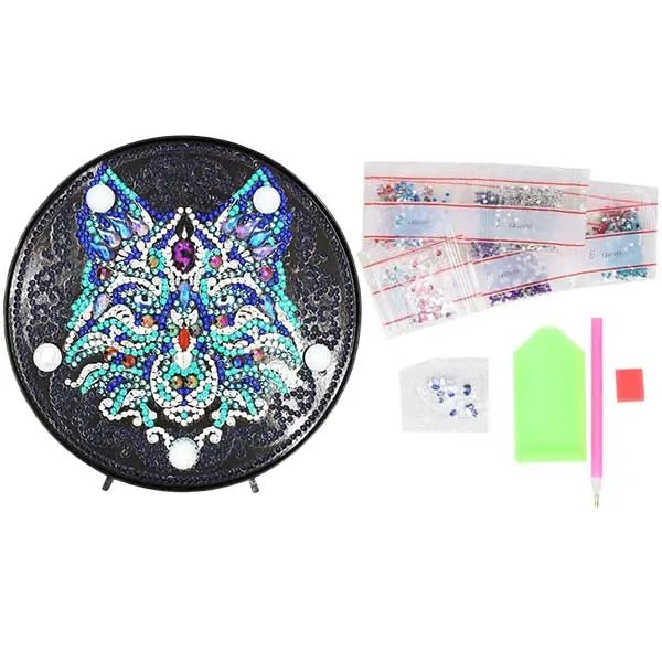 LED-lamp Diamond Painting Wolf