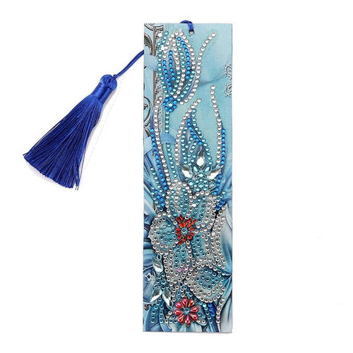 Boekmerk Diamond Painting Blauwe Bloemen